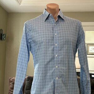 Custom Shirt not certain of manufacturer, L, Blue Plaid